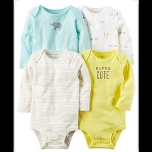 CARTER'S 4PK NEUTRAL COLORS BABY B/G BODYSUITS SET